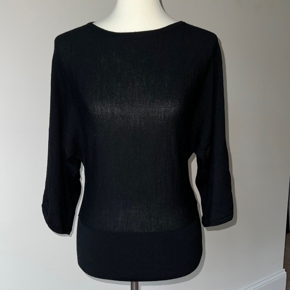 Talbots Merino Wool Size XSmall Black Scoop Neck Dolman Sweater - Picture 2 of 11
